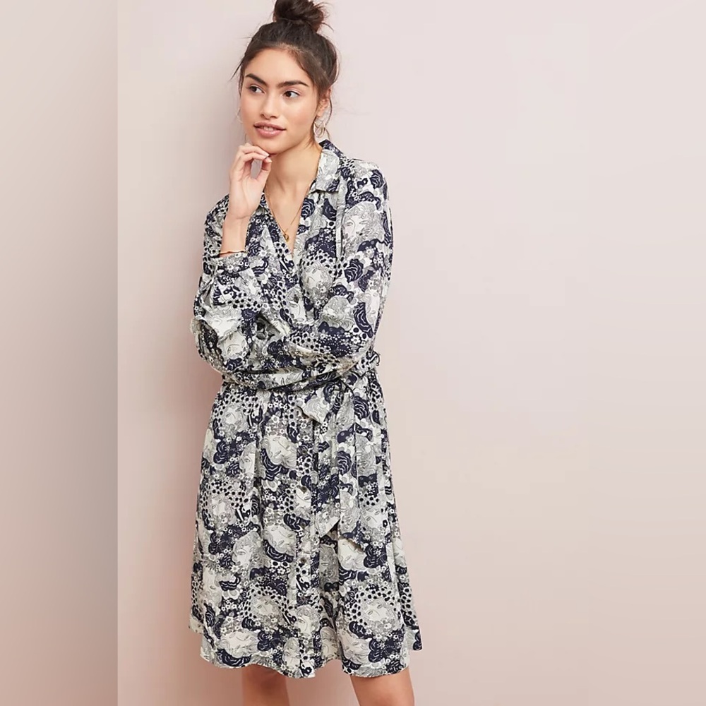 Anthropologie Colloquial Long-sleeved Shirtdress